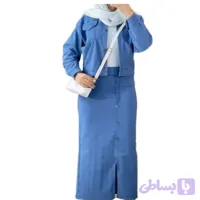 ست کت و دامن لی کشی اسپرت (مدل یقه شکاری)